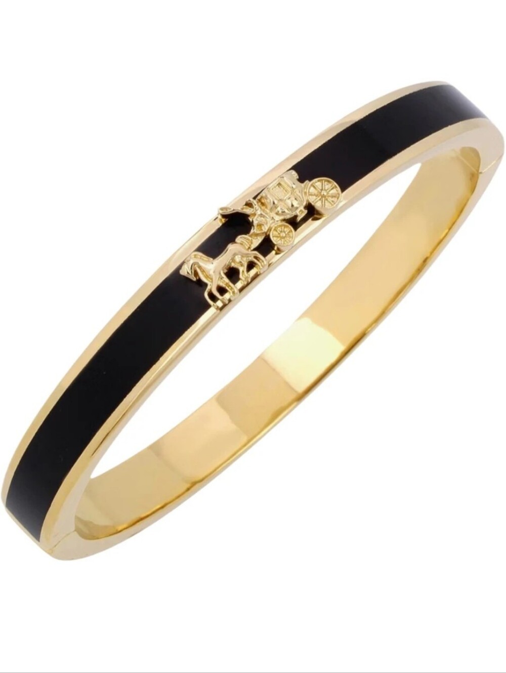Coach Horse And Carriage Black Enamel Hinge Bracelet